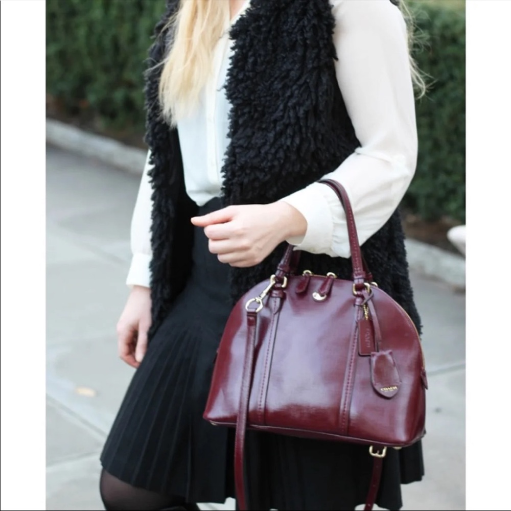 EUC Coach Cora Peyton Domed Patent Burgundy